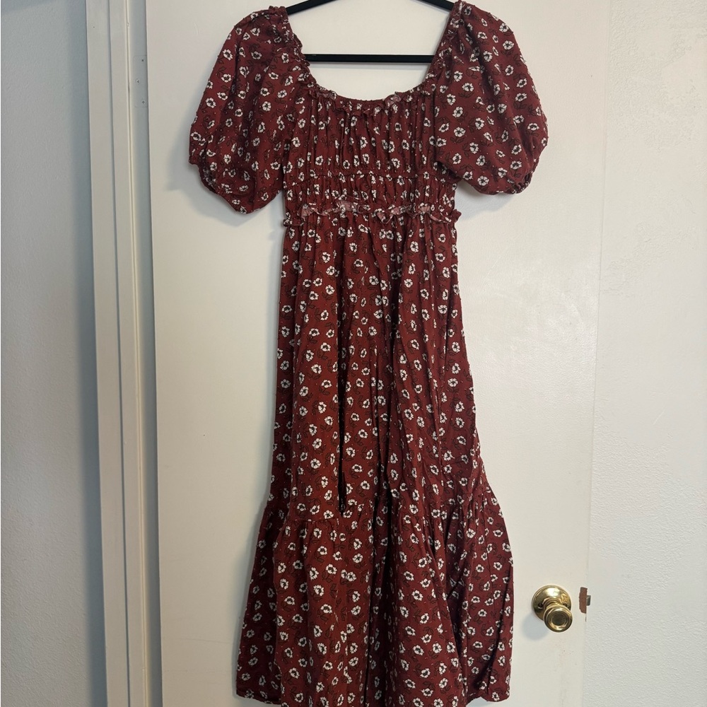 Rylee + Cru Burgundy Floral Midi Dress